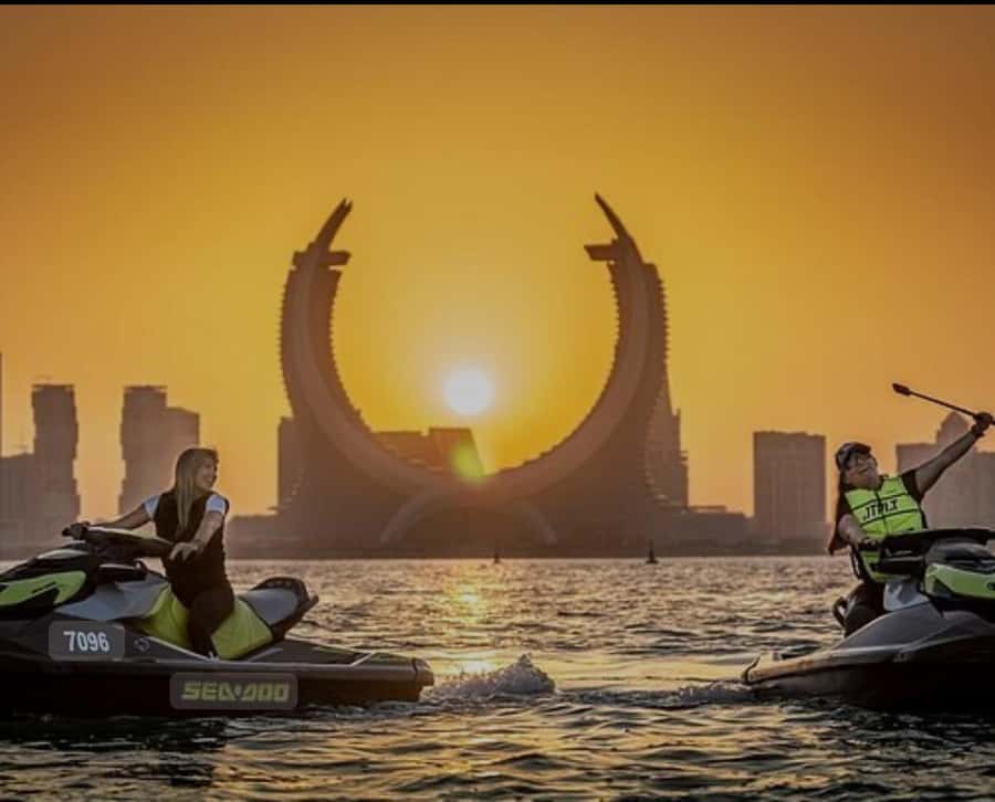 Doha: Jet Ski Adventure with Skyline and Pearl Qatar View - Starting area to first scenic beats