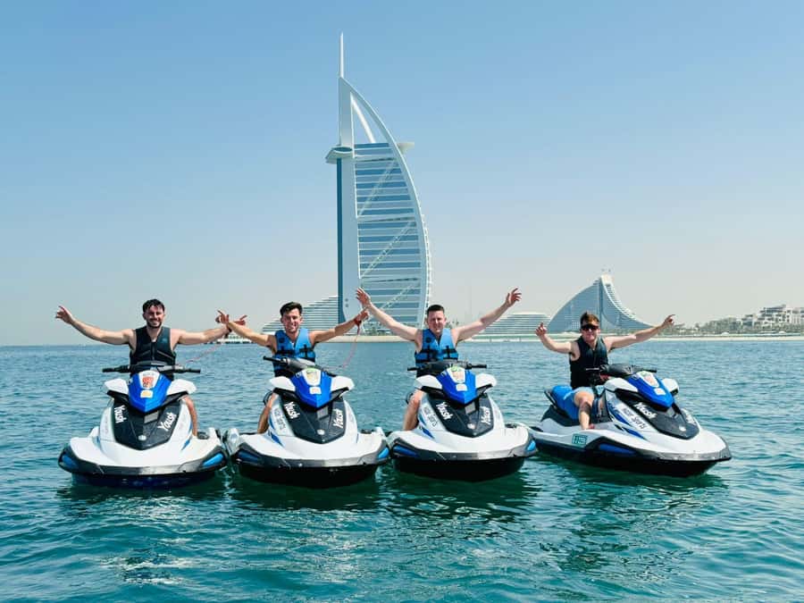 Dubai: Jet Ski Tour of Burj Al Arab & Atlantis the Palm - Safety briefing, life jacket, and how the captain runs your ride