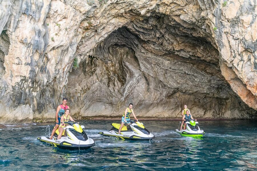 Mallorca Alcudia: Jack Sparrow Cave Jet Ski Tour - Finding Jack Sparrow Cave on the water (Aucanada approach)