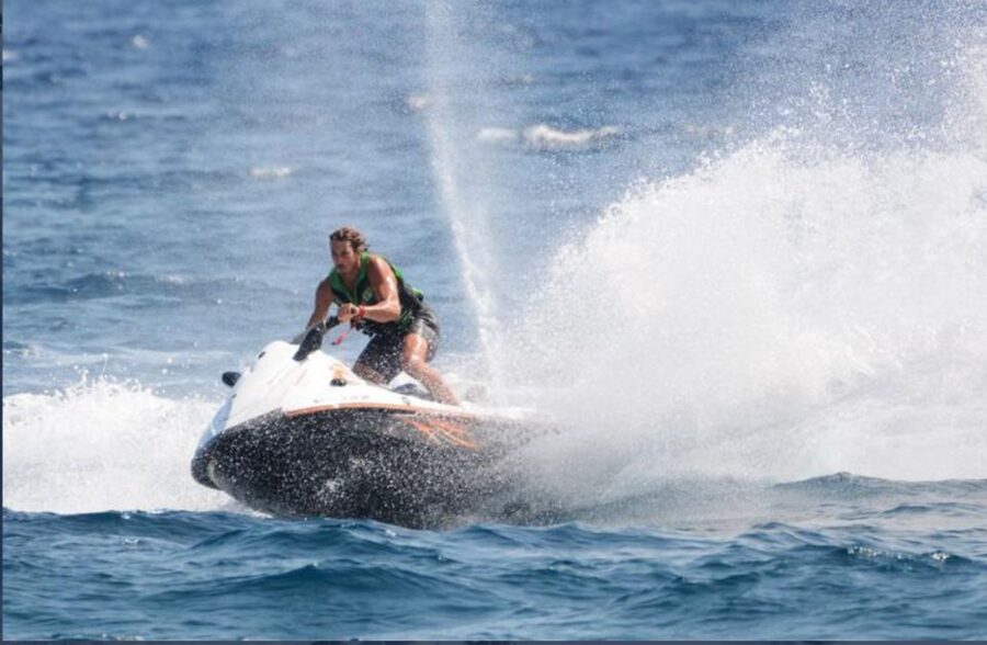 Perivolos: Private South Coast Discovery on a Jet Ski - Blasting Toward Vlyhada Beach (Red Beach) and the Volcanic Coast